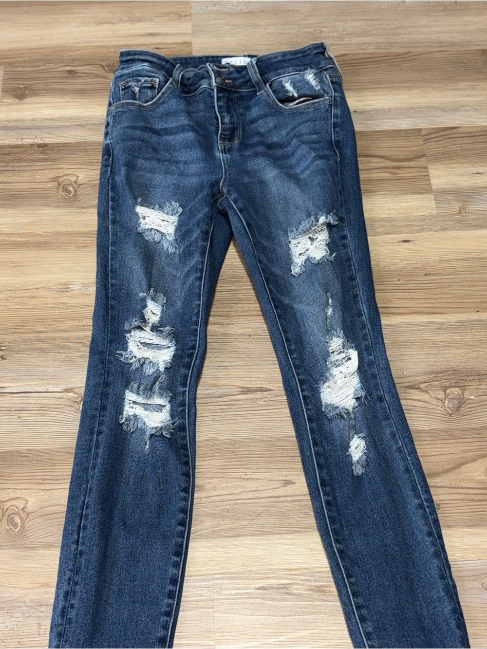 Cello Women's Distressed Skinny Jeans in Dark Blue